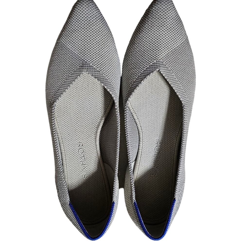 Rothy’s Womens The Point Flax Birdseye Pointed Toe Slip On Ballet Flat 8
